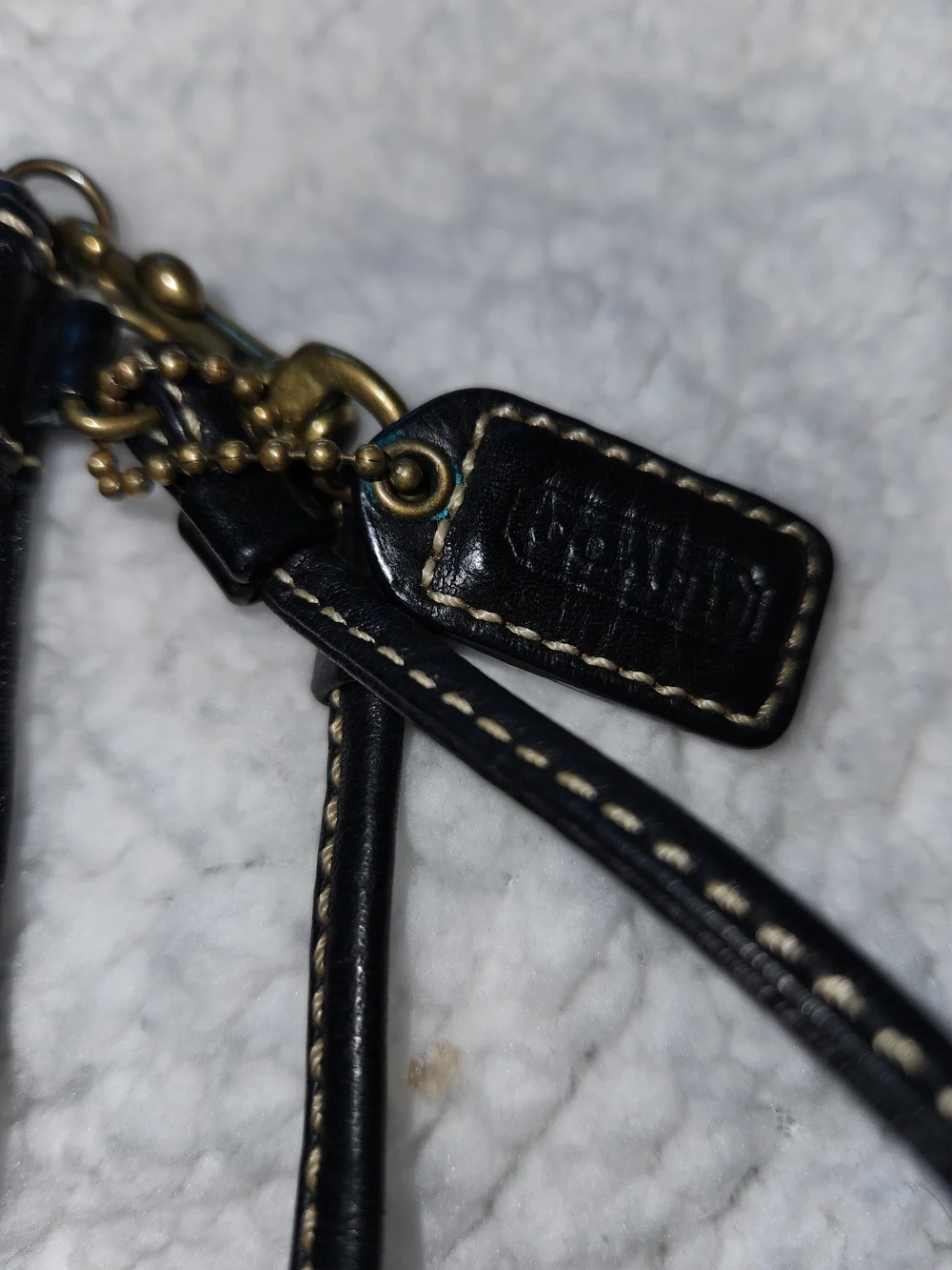 Coach Black Canvas Wristlet with Contrast Stitching
